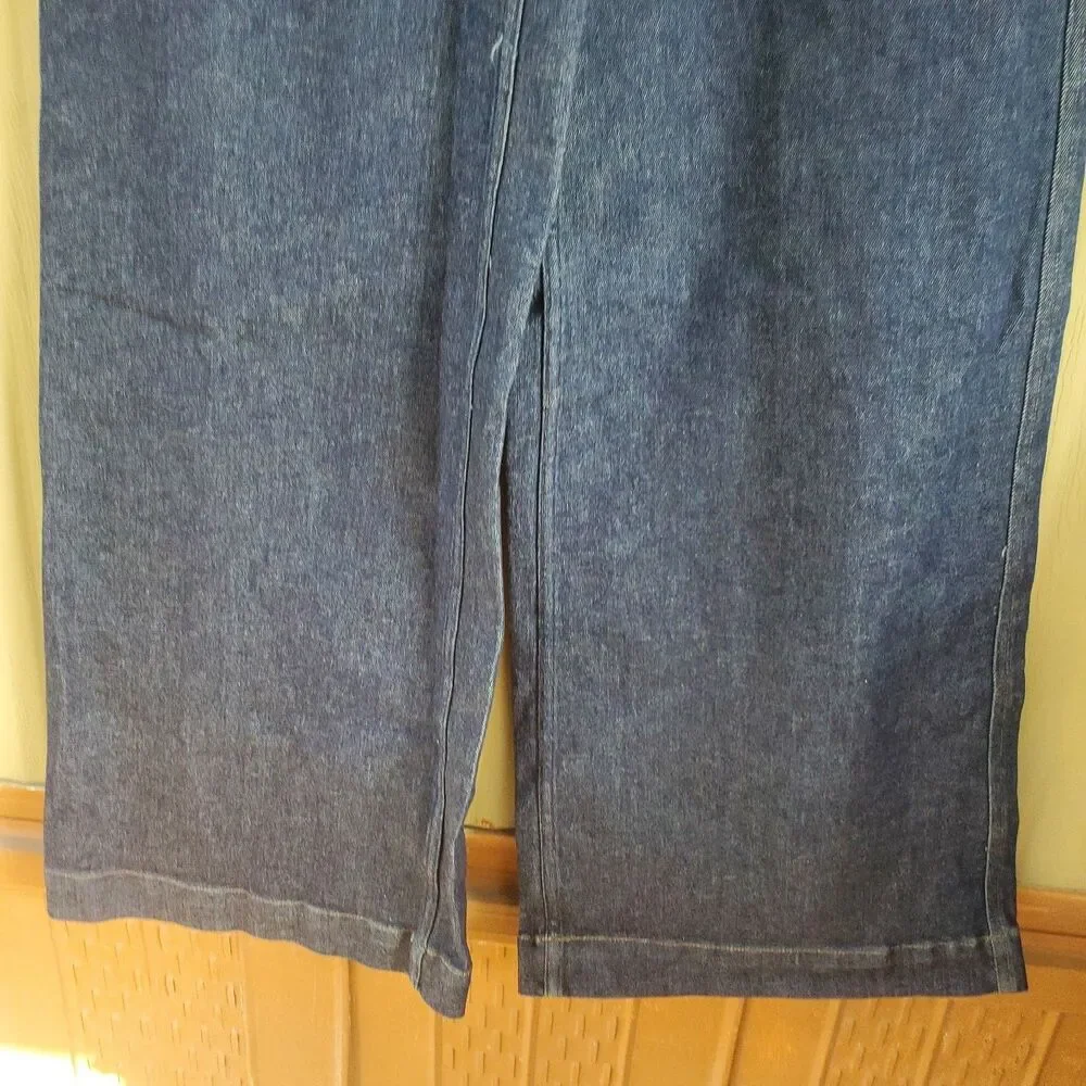 SPANX Wide Leg Denim Pants Raw Indigo Dark Size Large Tall